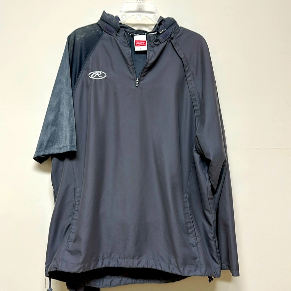 Rawlings TRITHR Men’s Baseball Jacket 1/4 Zip Detachable sleeves & hood size L